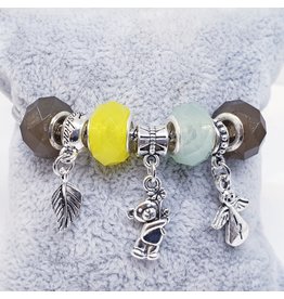 BAF0017 - Yellow, Blue, Angel, Teddy, Leaf Charm Bracelet