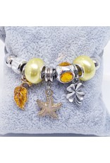 BAF0018 - Yellow, Mustard, Starfish, Leaf Charm Bracelet