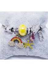 BAF0021 - Yellow, Palm, Rainbow, Hearts Charm Bracelet