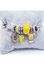 BAF0023 - Yellow, Cactus, Bone, 5 Charm Bracelet