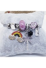 BAF0024 - Purple, Palm, Rainbow, Hearts Charm Bracelet