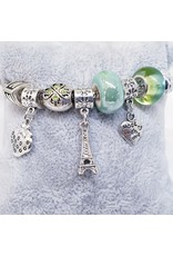 BAF0044 - Green, Strawberry, Eifel Tower N Charm Bracelet