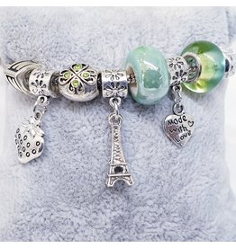 BAF0044 - Green, Strawberry, Eifel Tower N Charm Bracelet