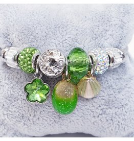 BAF0049 - Lime, Green, Shell, Oval, Flower Charm Bracelet
