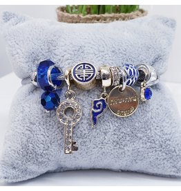 BAF0056 - Dark Blue, Royal Blue, Key Charm Bracelet