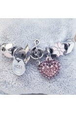 BAF0104 - Mauve, Heart Charm Bracelet