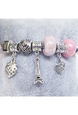 BAF0110 - Pink, Effel Tower Strawberry Na  Charm Bracelet