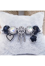 BAF0123 - Black, Dream Catcher And Clove Charm Bracelet