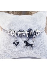 BAF0124 - Black, Unicorn , Heart Charm Bracelet