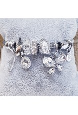 BAF0149 - Clear, White, Circle, Bow Charm Bracelet