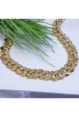 STC0003 - Gold, Cuban Link Half Stone Necklace