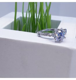 RGF0078-Silver, Diamond Simulant Ring
