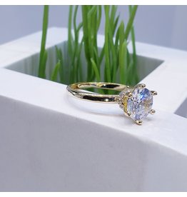 RGF0079-Gold, Diamond Simulant Ring