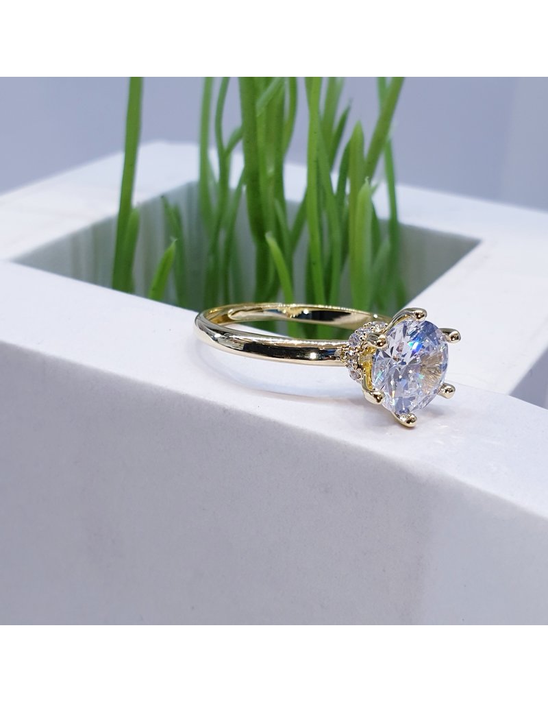 RGF0079-Gold, Diamond Simulant Ring