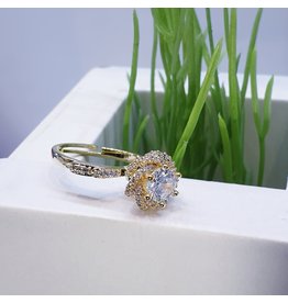 RGF0110-Gold, Diamond Simulant Ring