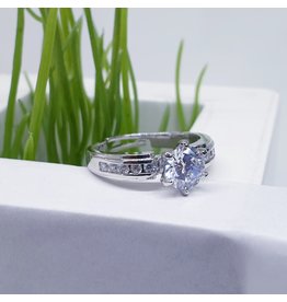 RGF0012-Silver, Diamond Simulant Ring