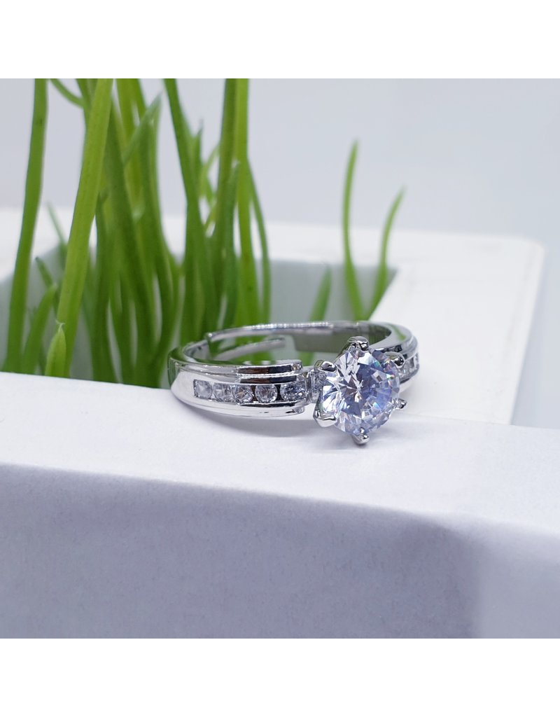 RGF0012-Silver, Diamond Simulant Ring
