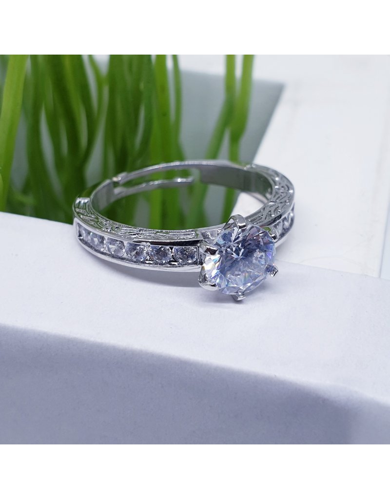 RGF0015-Silver, Diamond Simulant Ring