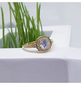 RGF0035-Gold, Diamond Simulant Ring