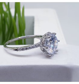 RGF0048-Silver, Diamond Simulant Ring