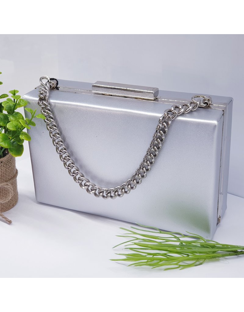 CTB0004 - Silver, Rectangle Clutch