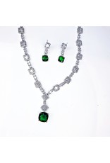 CSE0020 - Silver, Green Stone Formal Set