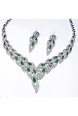 CSE0023 - Silver, Green Stone Formal Set