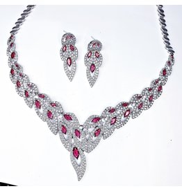 CSE0026 - Silver, Magenta Stone Formal Set