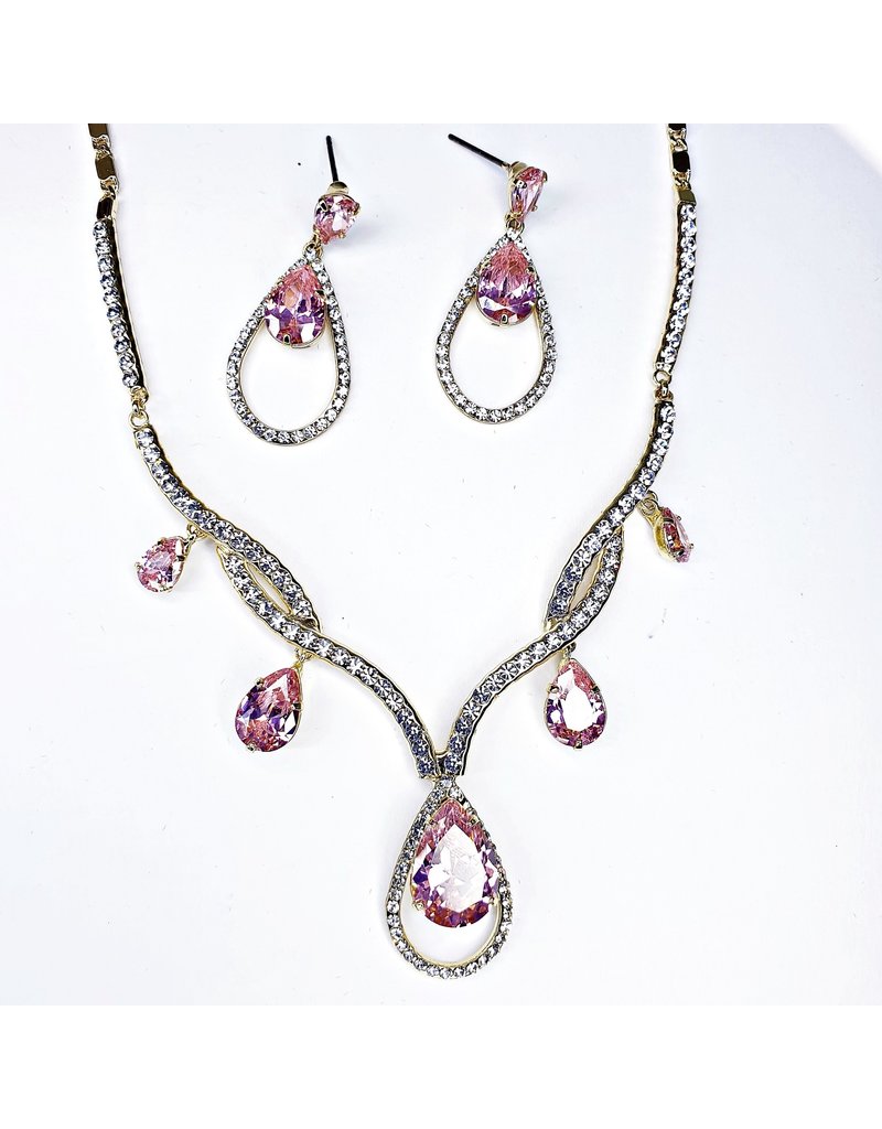 CSE0041 - Silver, Pink Stone Formal Set