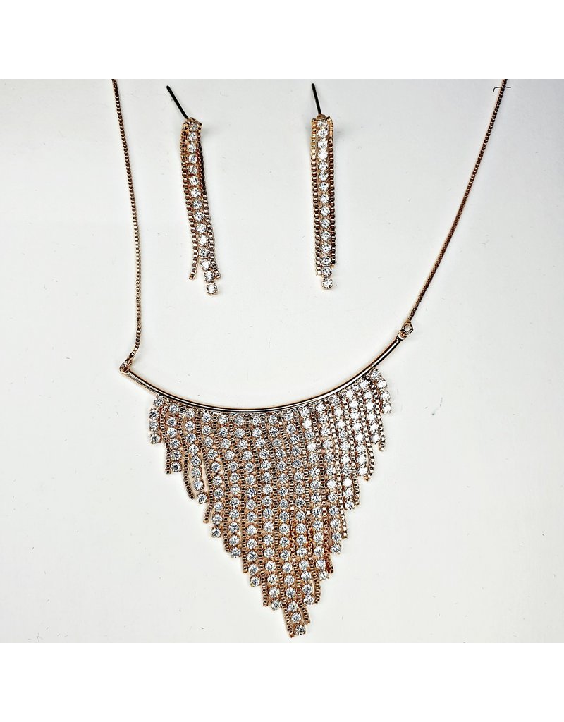 CSE0052 - Rose Gold, Triangular Tassle Formal Set