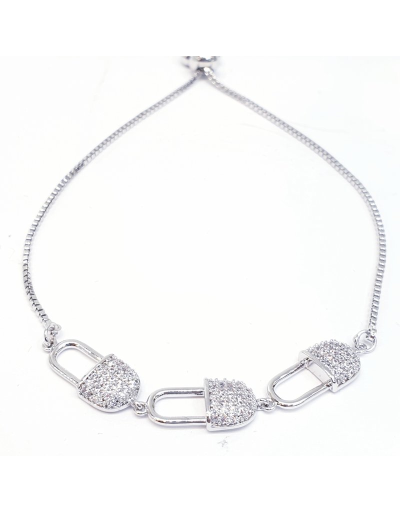 BJI0002 - Silver Pin  Adjustable Bracelet