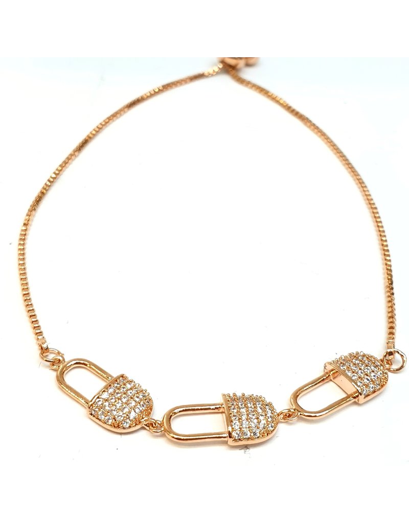 BJI0003 - Rose Gold Pin  Adjustable Bracelet