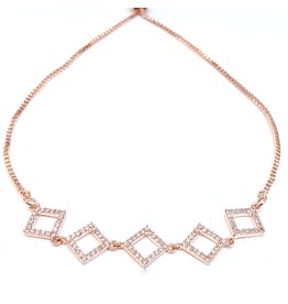BJI0004 - Rose Gold Squares  Adjustable Bracelet