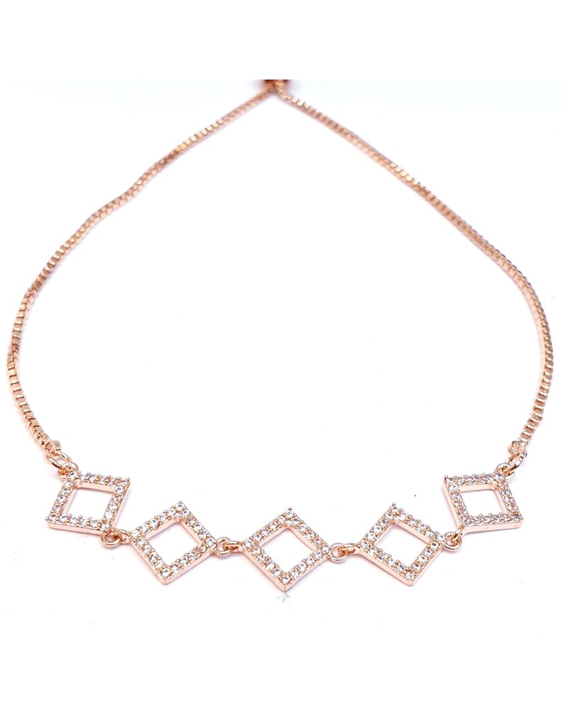 BJI0004 - Rose Gold Squares  Adjustable Bracelet