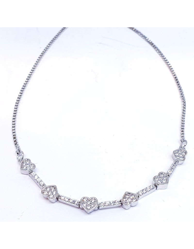 BJI0006 - Silver Heart  Adjustable Bracelet