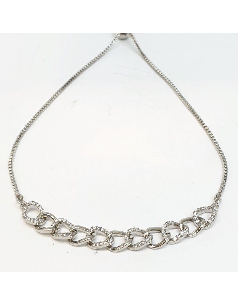 BJI0028 - Silver Linked  Adjustable Bracelet