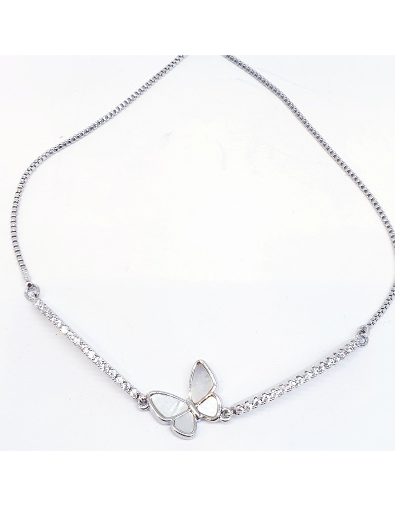 BJI0038 - Silver Butterfly  Adjustable Bracelet