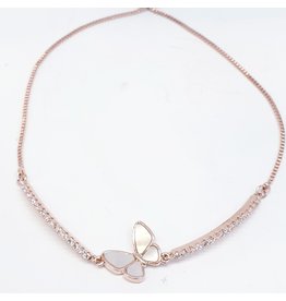BJI0039 - Rose Gold Butterfly  Adjustable Bracelet
