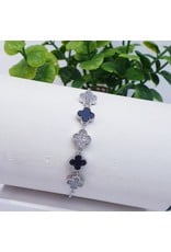 BJI0066 - Silver/Black Silver/Red Reversible Adjustable Bracelet