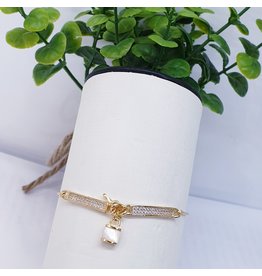 BJI0118 - Gold Lock, Key  Adjustable Bracelet