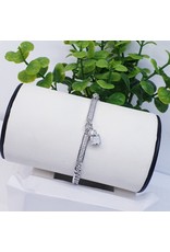 BJI0119 - Silver Lock, Key  Adjustable Bracelet