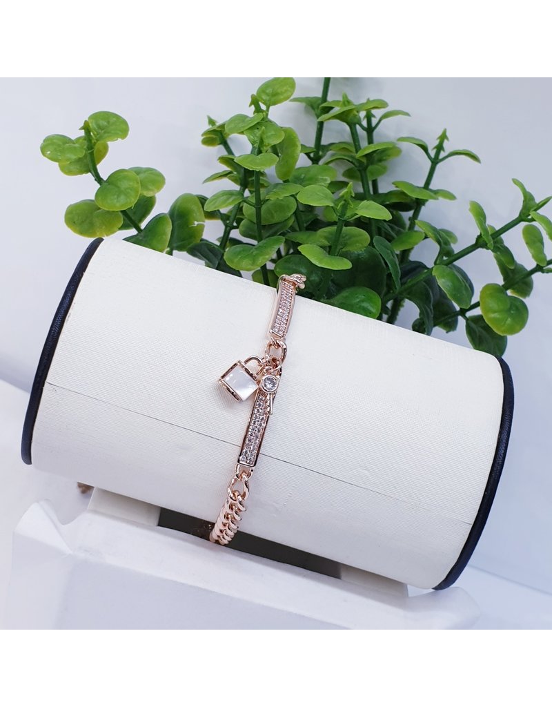 BJI0120 - Rose Gold Lock, Key  Adjustable Bracelet