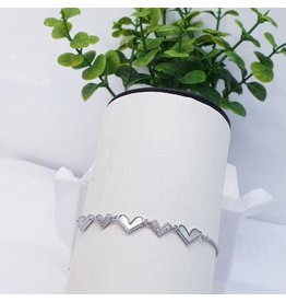 BJI0129 - Silver Heart  Adjustable Bracelet