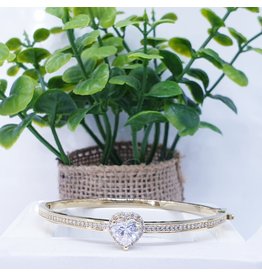 BGI0320 - Gold Heart Crystal Bangle