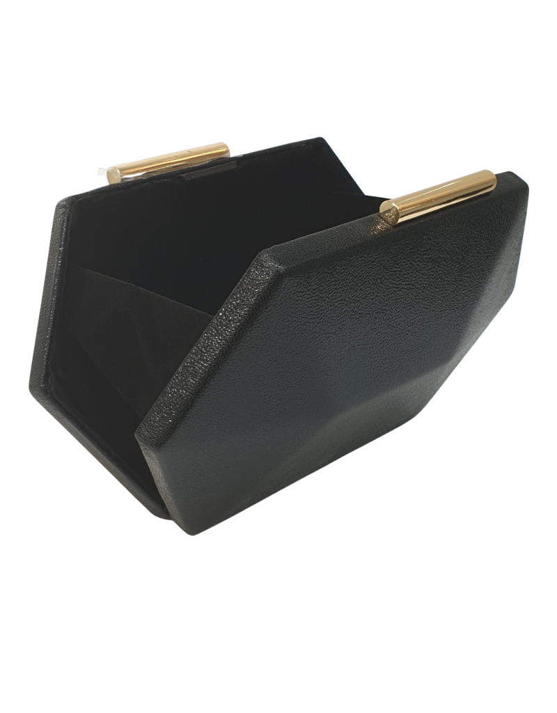 Cta0042 - Black, Hexagonal Clutch Bag