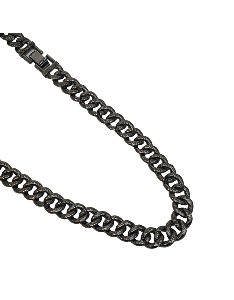 STD0014 Black cubin link necklace