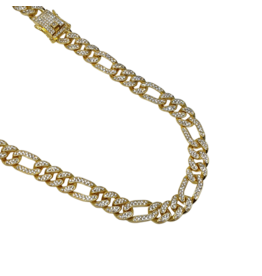 STD0032- Gold Linked 20 Inch Full Stone Necklace
