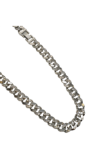 STD0016- Silver, Cuban Link Half Stone Necklace