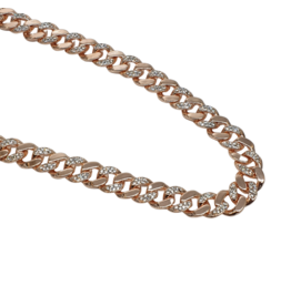STD0018- Rose Gold, Cuban Link Half Stone Necklace