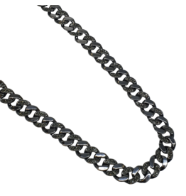 STD0019- Black, Cuban Link Half Stone Necklace
